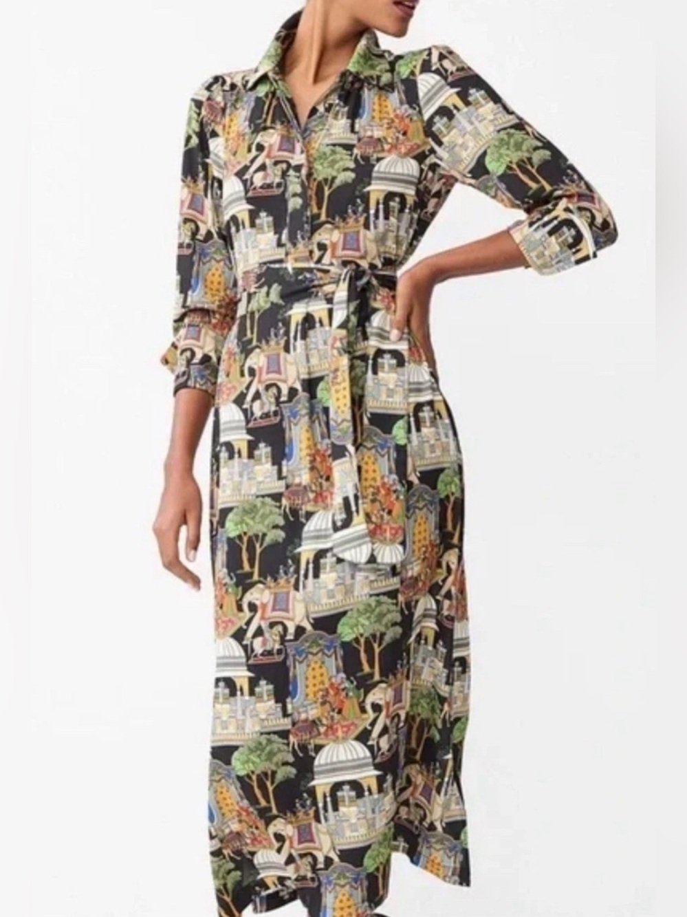 NWT Womens J. McLAUGHLIN Belle Palace Chinoiserie Maxi Shirt Dress Size Medium M